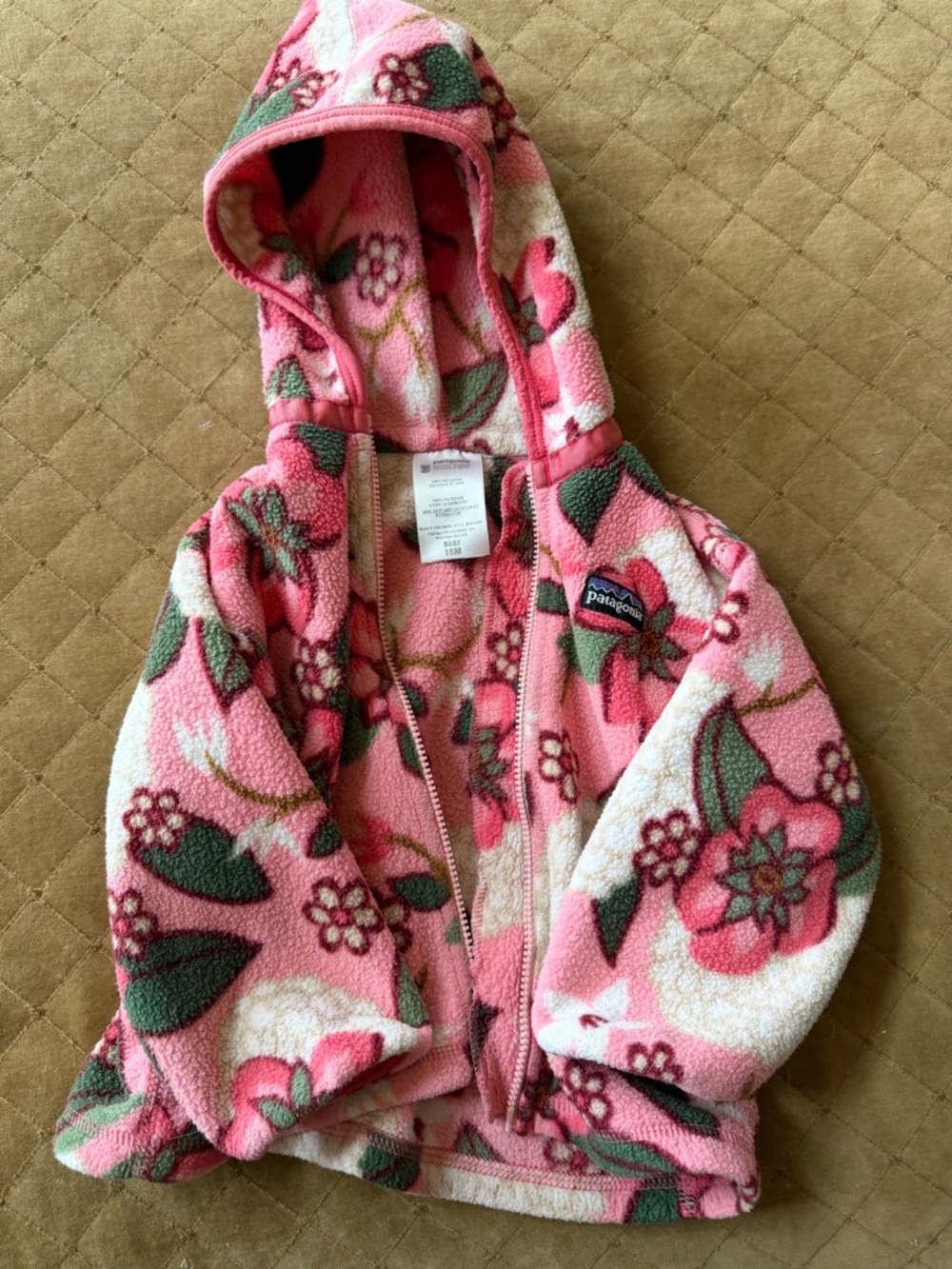 Patagonia Pink Floral Baby Fleece Hoodie